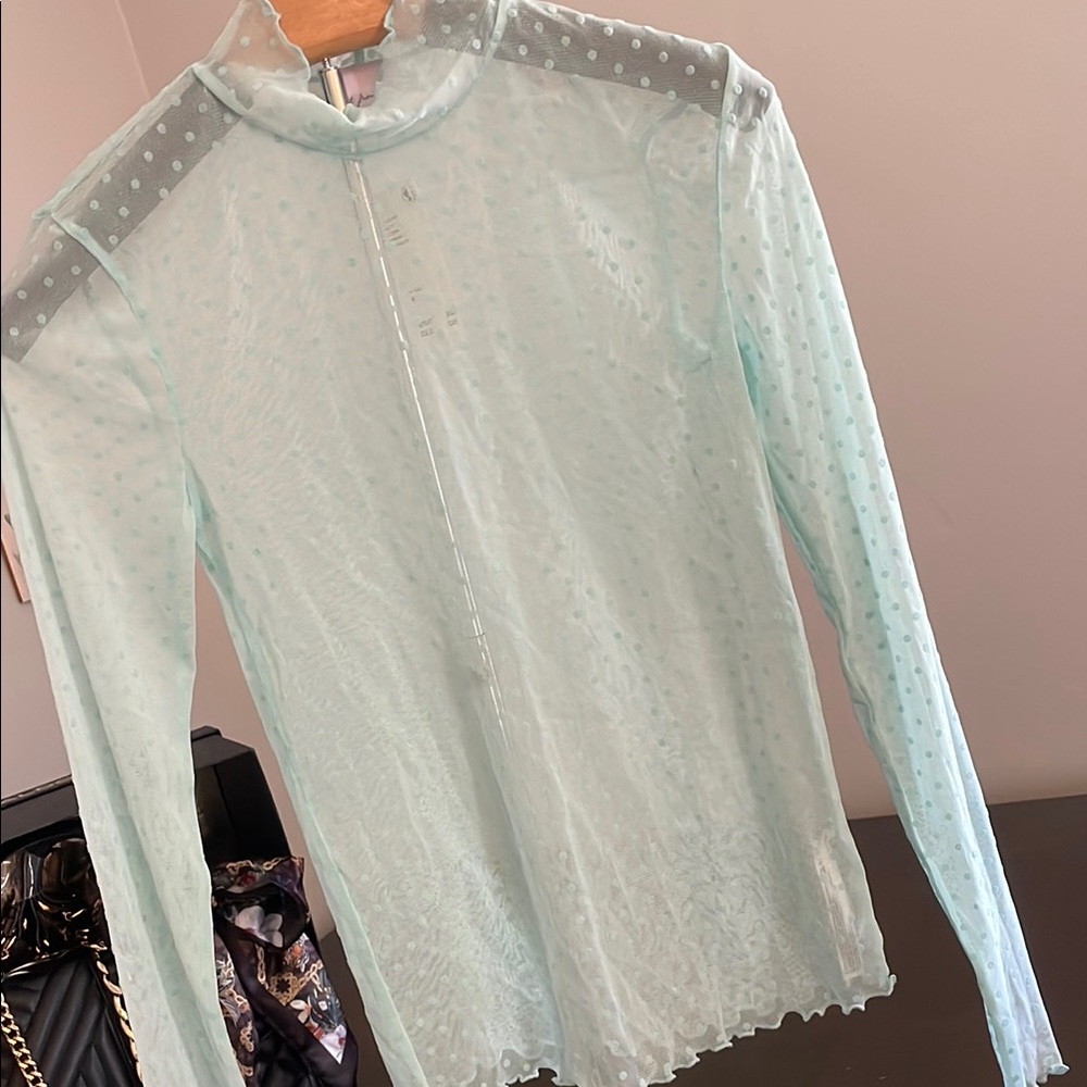 Out From Under Quaint Dot Sheer Pattern Long Sleeve Top